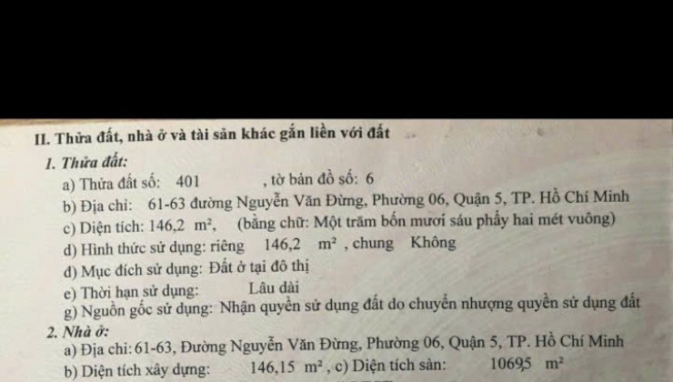 Cơ hội đầu tư: Tòa nhà mặt tiền Quận 5, kết cấu 8 tầng, giá 75 tỷ